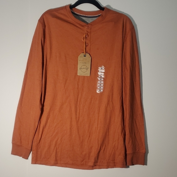 NWT Weatherproof Vintage Men's Orange Long Sleeve Henley T-Shirt Size M - Picture 1 of 9